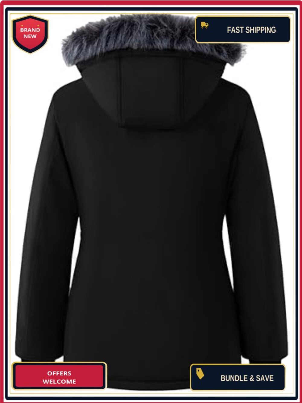 Women's Puffer Parka Jacket Winter Coat Waterproof Hooded Insulated Warm - Picture 2 of 5